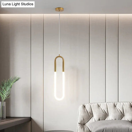 Minimalist U-Shaped Acrylic Led Ceiling Pendant Light Fixture For Living Room