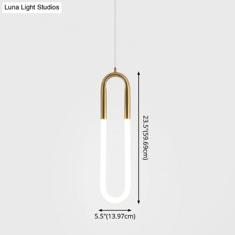 Minimalist U-Shaped Acrylic Led Ceiling Pendant Light Fixture For Living Room