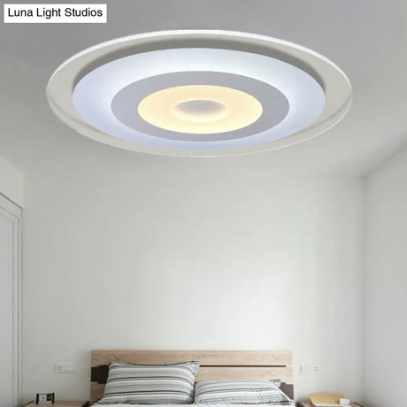 Minimalist White Acrylic Led Flush Mount Ceiling Light With Extra-Thin Round Design / 16.5 Inner