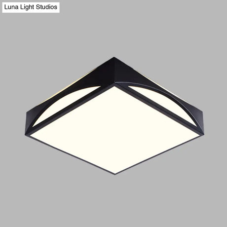 Minimalist White/Black Squared Box Flush Mount Light - 18.5’/22.5’ W Led Metallic Ceiling Lamp