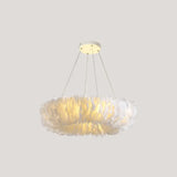 Minimalist White Feather Loop Pendant Chandelier - Elegant Doughnut Lamp / 19.5 Without Spot Light