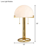 Minimalist White Glass Nightstand Lamp - Gold Metal 1-Head Design