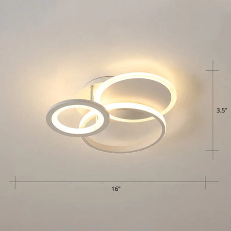 Minimalist White Halo Ring Led Ceiling Light For Bedroom - Flush Mount / 16’ Third Gear