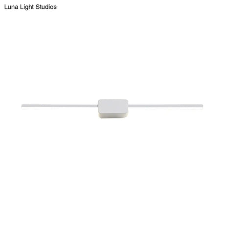 Minimalist White Iron Wall Sconce - Led Vanity Light In Warm/White 16/ 23.5/ 31.5 Inches Long