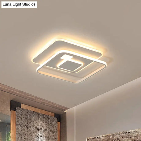 Minimalist White Rectangle Led Acrylic Ceiling Light - Warm/White Flush Mount Fixture
