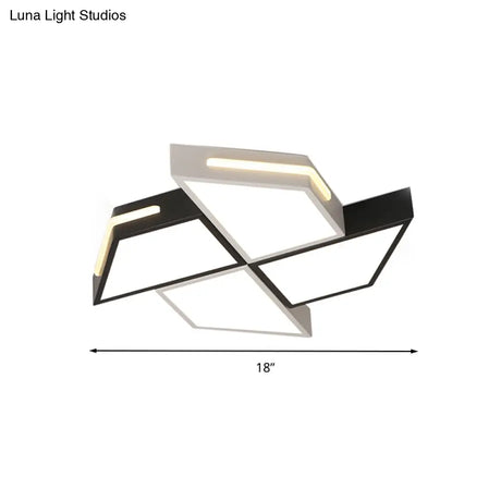 Minimalist Windmill Ceiling Light - Acrylic Flush Mount Fixture For Bedroom (Black/White)
