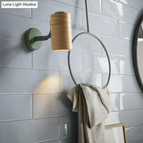 Minimalist Wood Wall Sconce Light For Bathroom - Cylindrical Design With 1 And Yellow/Blue/Green