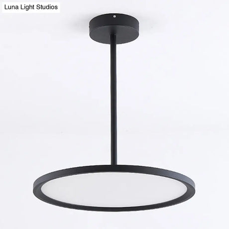 Minimalistic Acrylic Pendant Led Ceiling Light With Hanging Rod – Flat Shade Diner Lighting