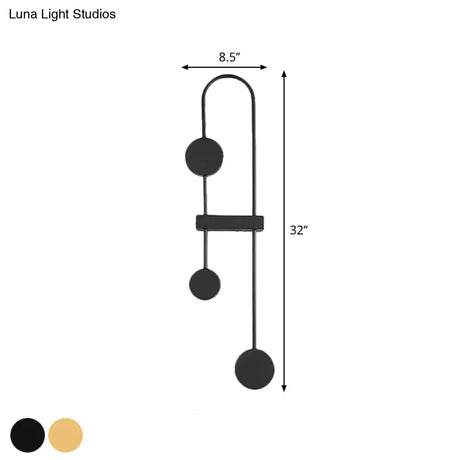 Minimalistic Black/Gold Metal Led Wall Sconce With 3 Arched Heads - Warm/White Light