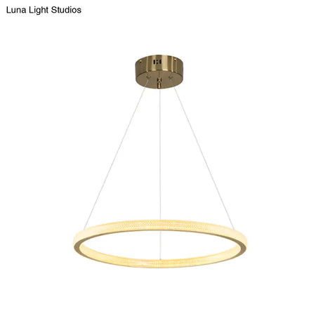Minimalistic Brass Led Chandelier Light With Acrylic Suspension - 1/3/4-Tier Circle Design