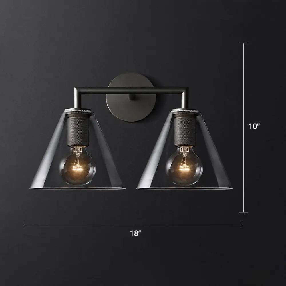 Minimalistic Brass Wall Sconce With Clear Glass For Bedside Lighting 2 / Black