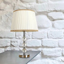 Minimalistic Crystal Globe Nightstand Lamp In White/Beige/Pink With Pleated Fabric Shade Beige