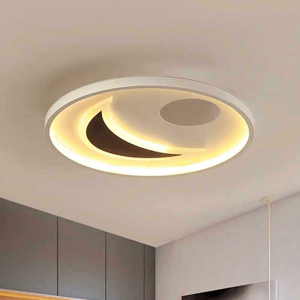 Minimalistic Geometric Acrylic Ceiling Mount Led Flush Light - Black & White-16.5’/20.5’ Wide