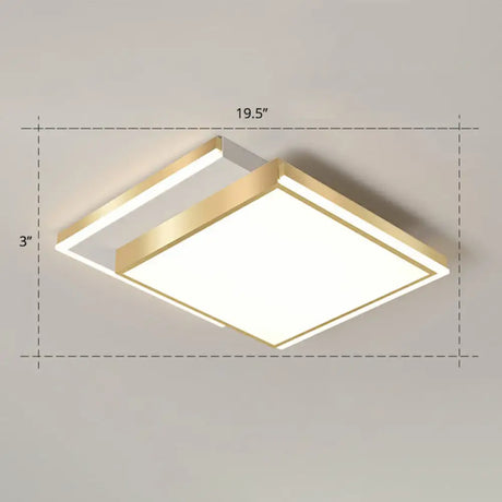 Minimalistic Gold Led Ceiling Light For Living Room - Rectangle Shaped Acrylic Flush Mount /