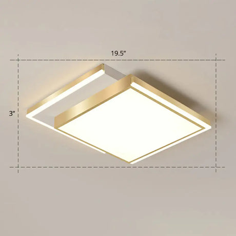 Minimalistic Gold Led Ceiling Light For Living Room - Rectangle Shaped Acrylic Flush Mount /