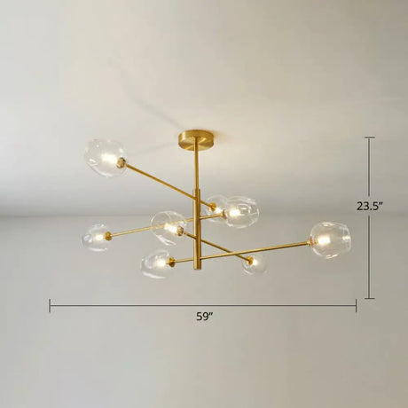 Minimalistic Gold Plated Molecule Glass Chandelier - Stylish Hanging Ceiling Light 8 / Clear