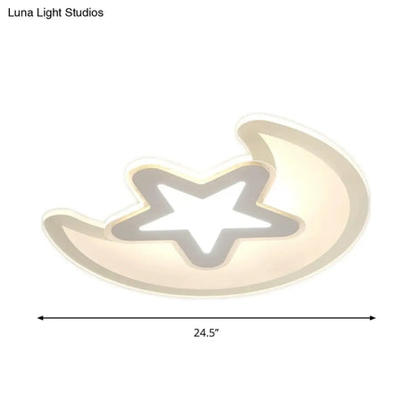 Minimalistic Led Acrylic Ceiling Mount Light With Crescent And Star Design In Warm/White -