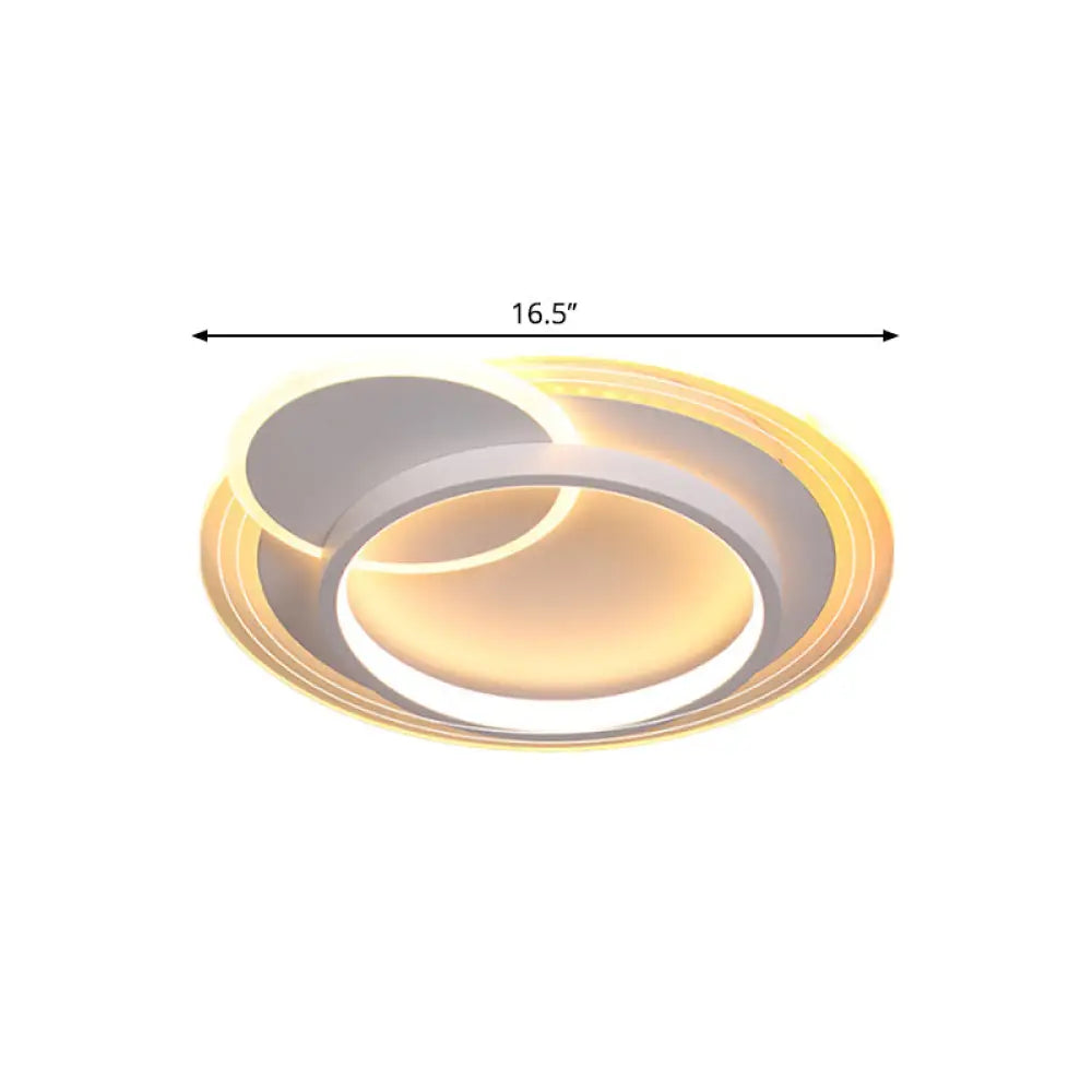 Minimalistic Led Ceiling Flush Mount Lamp Metallic Round Design 16.5/20.5 Wide Warm/White Light
