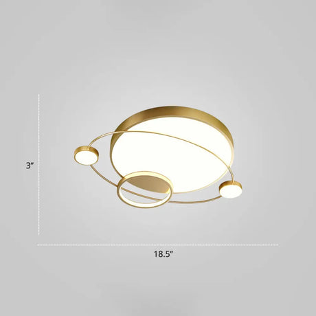 Minimalistic Led Ceiling Lamp For Bedroom With Orbit Shape And Acrylic Material Gold / 18.5’ White