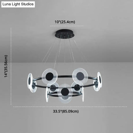 Minimalistic Led Circles Suspension Lamp: Acrylic Chandelier Pendant Light For Living Room