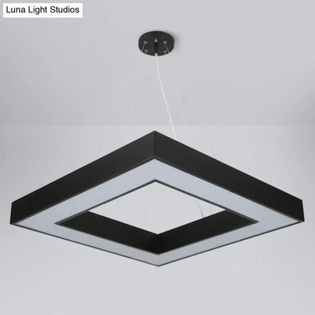 Minimalistic Led Hanging Ceiling Light: Square Chandelier Lighting For Office With Acrylic Shade