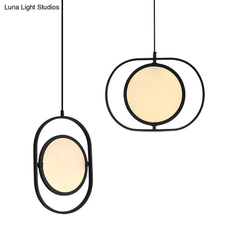 Minimalistic Led Pendant Lamp In Black For Bedside With Acrylic Shade