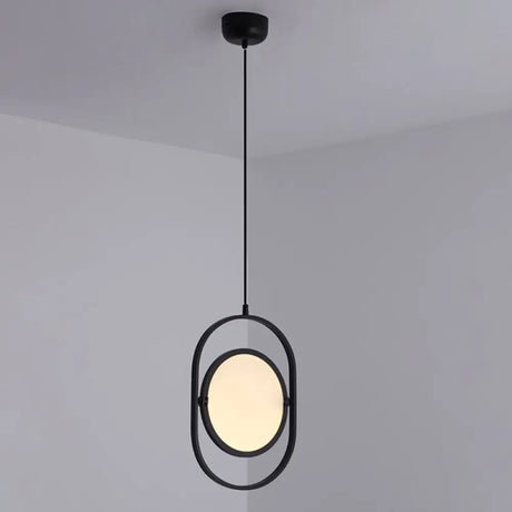 Minimalistic Led Pendant Lamp In Black For Bedside With Acrylic Shade / Vertical