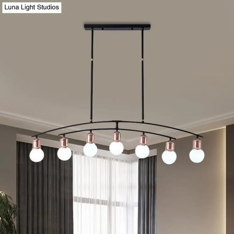 Minimalistic Linear Chandelier - 5/7 Lights Black/White Metal Finish Island Light