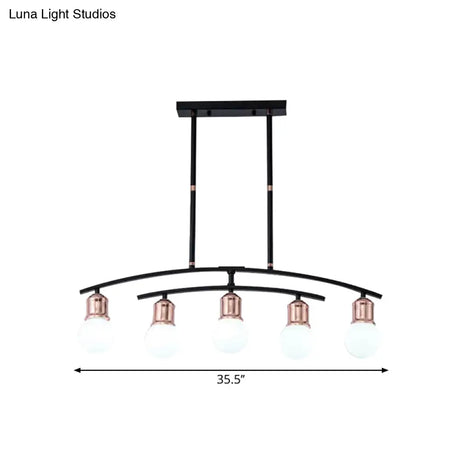 Minimalistic Linear Chandelier - 5/7 Lights Black/White Metal Finish Island Light