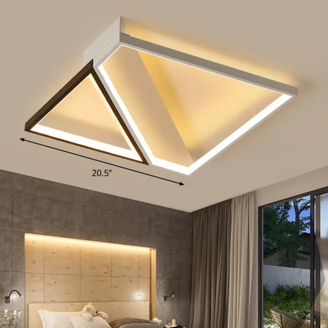 Minimalistic Metal Led Ceiling Light: Square Flush Mount For Bedroom In Black And White / 20.5’
