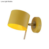 Minimalistic Metallic Cylinder Wall Mount Sconce - 5 Width 1 Light Black/Pink/Yellow/Blue Ideal For