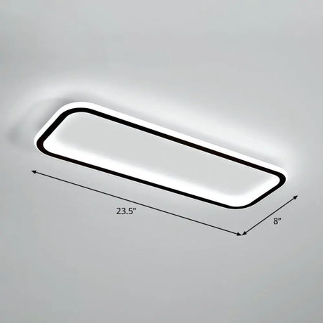 Minimalistic Rectangular Led Flush Ceiling Light Fixture Black / 23.5 White