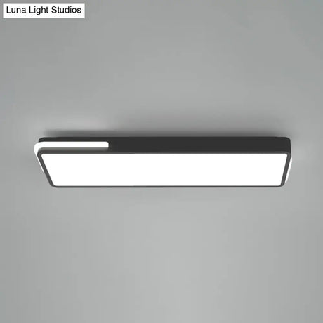 Minimalistic Rectangular Led Flush Mount Ceiling Light In Black For Corridors / 23.5