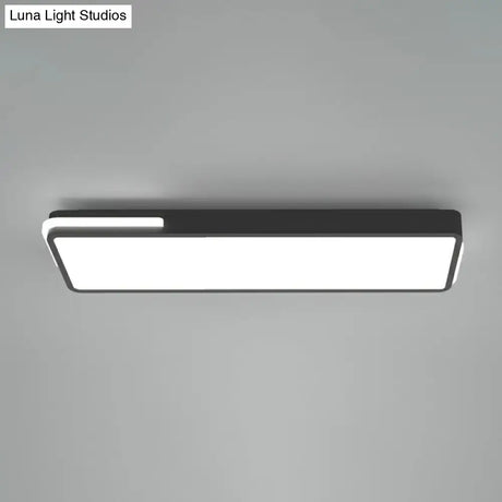 Minimalistic Rectangular Led Flush Mount Ceiling Light In Black For Corridors