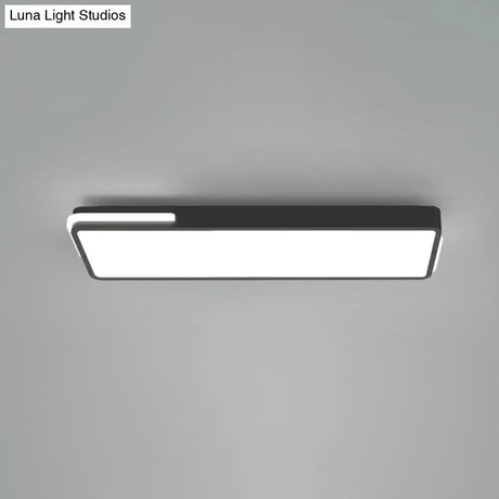 Minimalistic Rectangular Led Flush Mount Ceiling Light In Black For Corridors / 16