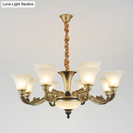 Minimalistic White Frosted Glass Bedroom Chandelier Light Fixture With Hanging Lamp Kit