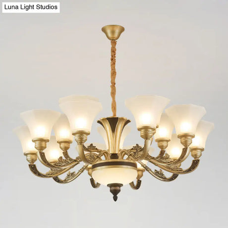 Minimalistic White Frosted Glass Bedroom Chandelier Light Fixture With Hanging Lamp Kit