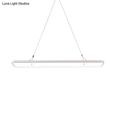 Minimalistic White Led Pendant Light For Dining Room With Acrylic Shade - Rectangle Shape Warm/White