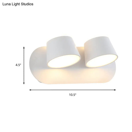 Modern 1/2/3-Light Bedroom Wall Sconce With Cone Metal Shade - White/Black Vanity Lighting Fixture