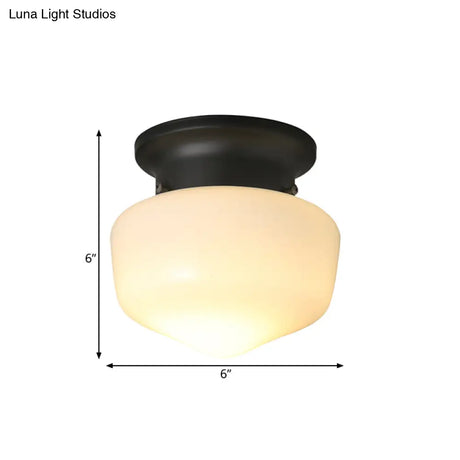 Modern 1-Light Flush Mount With Milk Glass Shade - White Schoolhouse Ceiling Lamp