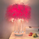 Modern 1-Light Girls Room Night Lamp In Pink/Purple/White With Feather Shade Pink