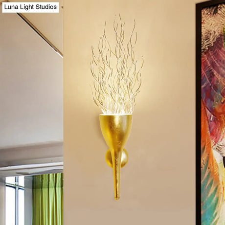 Modern 1-Light Gold Torch Wall Sconce For Stairway Lighting