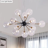 Modern 12-Light Clear Glass Sputnik Chandelier For Living Room - Simple Style