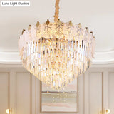 Modern 14-Light Led Crystal Chandelier For Living Room - Clear And Stylish Ceiling Lamp