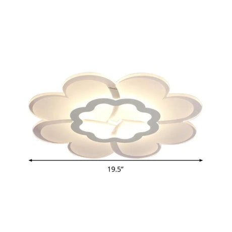Modern 16/19.5 White Led Flower Flush Mount Ceiling Lamp With 3 Light Color Options