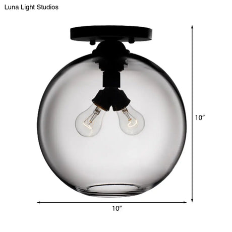 Modern 2 - Head Flushmount Ceiling Lamp With Colorful Glass Shades - Global Mounted Light’ Or