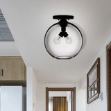 Modern 2 - Head Flushmount Ceiling Lamp With Colorful Glass Shades - Global Mounted Light’ Or