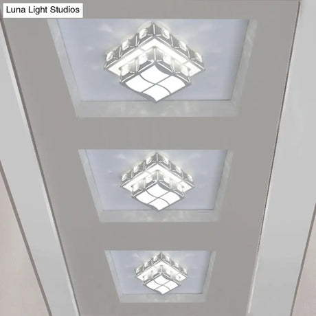 Modern 2-Tier Geometric Led Crystal Flush Light Fixture