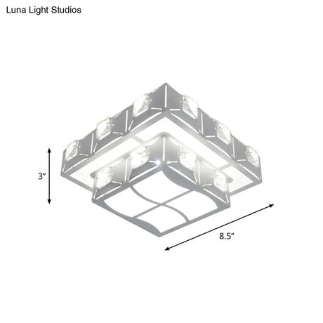 Modern 2-Tier Geometric Led Crystal Flush Light Fixture