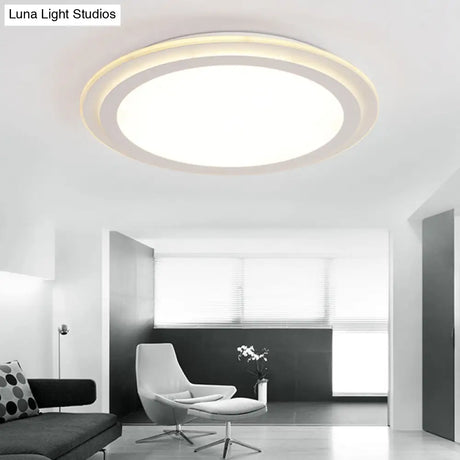 Modern 2 Tier Round Ceiling Flush Mount Light - 12.5’/16.5’/20.5’ Dia Acrylic Led Warm/White